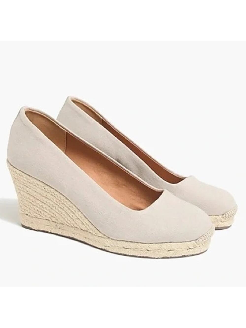 J. Crew Seville Canvas Espadrille Wedge Heel Pumps Shoes Beige Womens Size 9